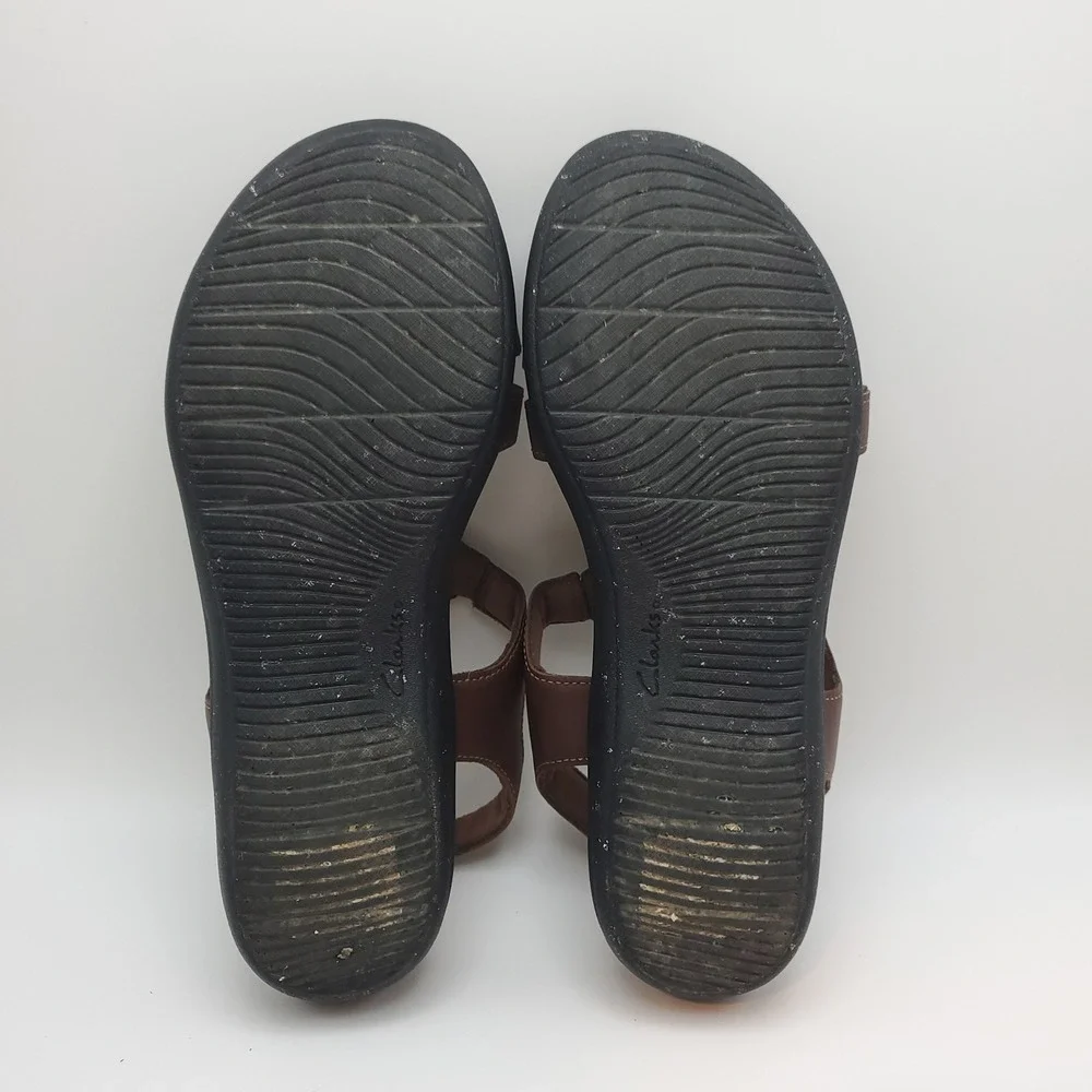Clarks Laurieann Kay Tan Brown Leather Slingback Sandals Women's Size 7.5